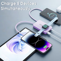 1Pc 3 In 1 10000mAh MagSafe Fast Charging Power Bank PD20W Portable Charger With 2 Built In Cables Stand Fit For IOS Phone 16 15 13 Series And More - ElectronicEssence
