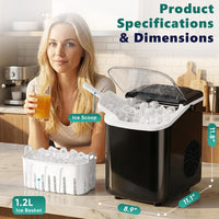 Sweetcrispy Countertop Ice Maker with Scoop, Basket and Handle. Portable Ice Machine. - ElectronicEssence