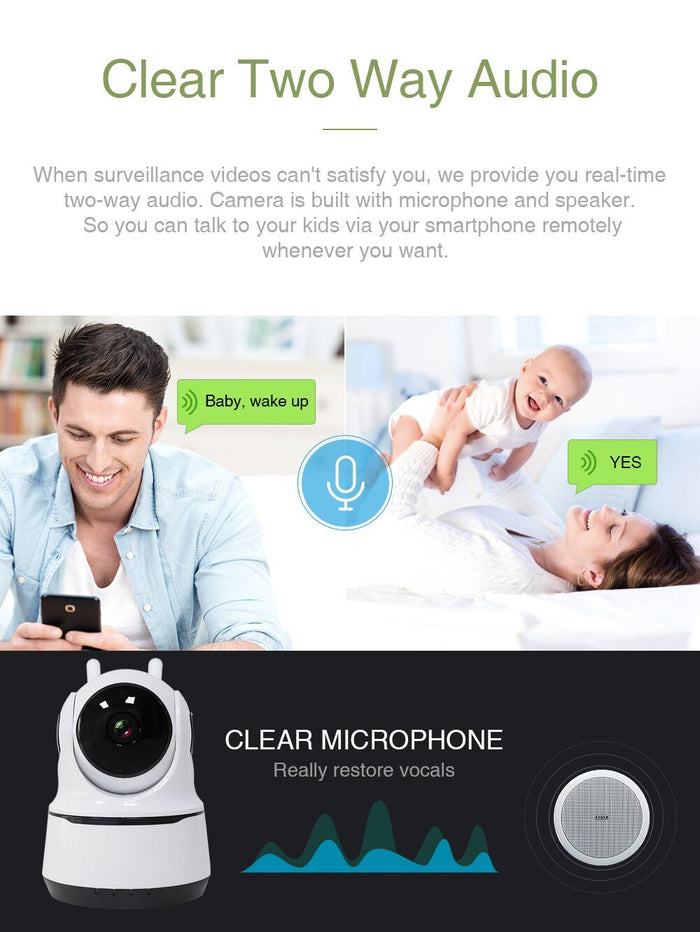 Wireless Security Camera 1080P Night Vision, Motion Detection, Activity Alert, Deterrent Alarm - ElectronicEssence